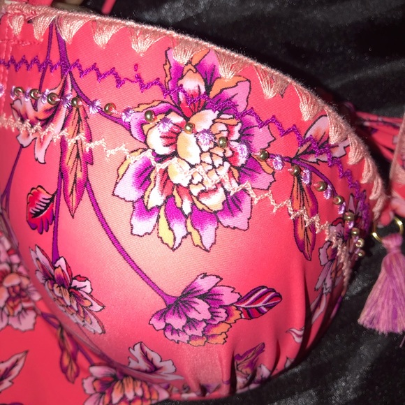 T&T Storybook Romance Coral Pink Floral Print 2 Piece Bikini Swimsuit - Picture 13 of 16